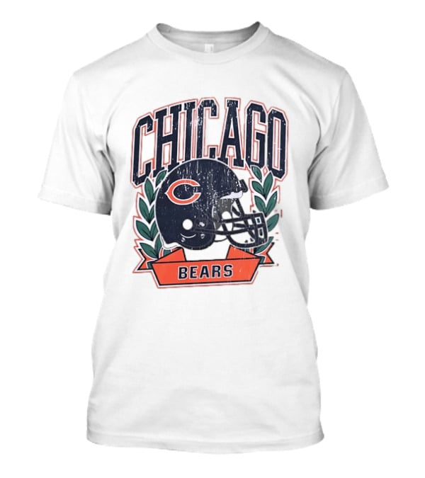 Chicago Bears Distressed Football Helmet T-Shirt