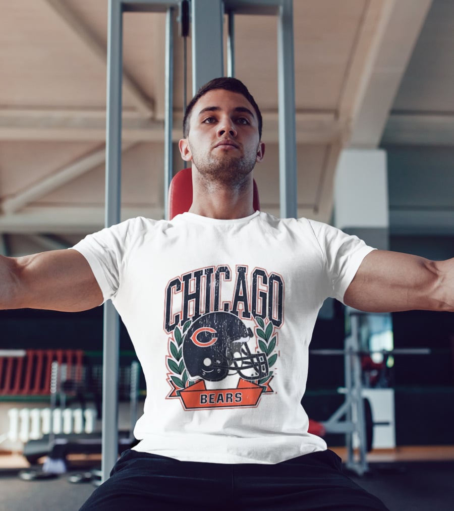Chicago Bears Distressed Football Helmet T-Shirt