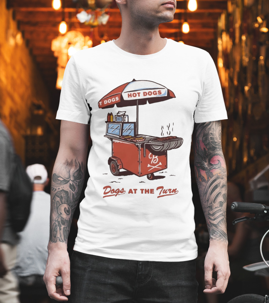 Dogs At The Turn Hot Dogs Cart With Tasty Grilled Food T-Shirt