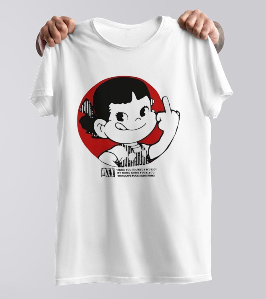 HKFY Send You To Jesus Music By Hong Kong F You Middle Finger Red Circle T-Shirt