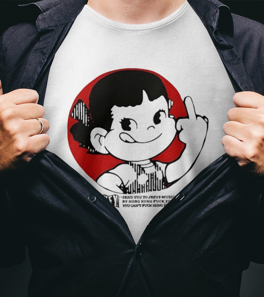 HKFY Send You To Jesus Music By Hong Kong F You Middle Finger Red Circle T-Shirt