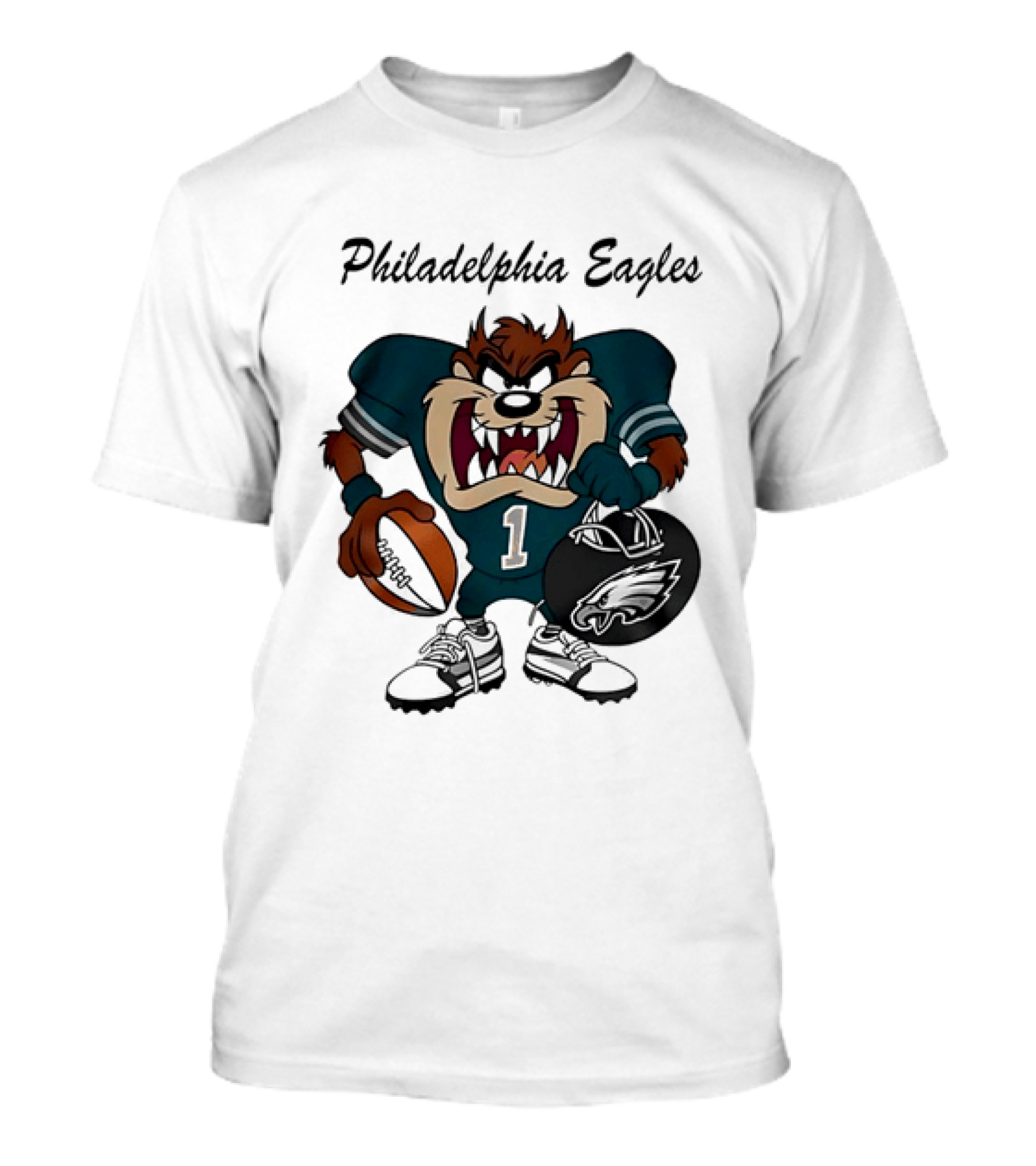 Philadelphia Eagles Taz Tasmanian Devil Football Player Cartoon T-Shirt