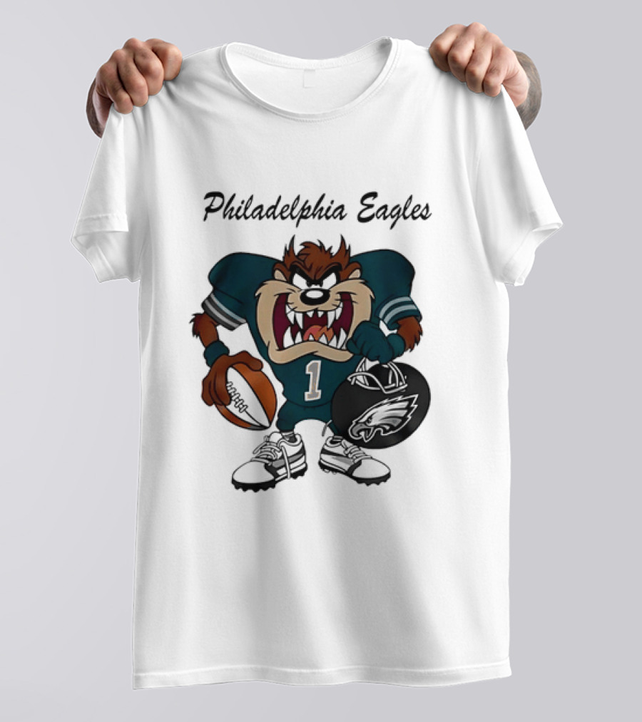 Philadelphia Eagles Taz Tasmanian Devil Football Player Cartoon T-Shirt