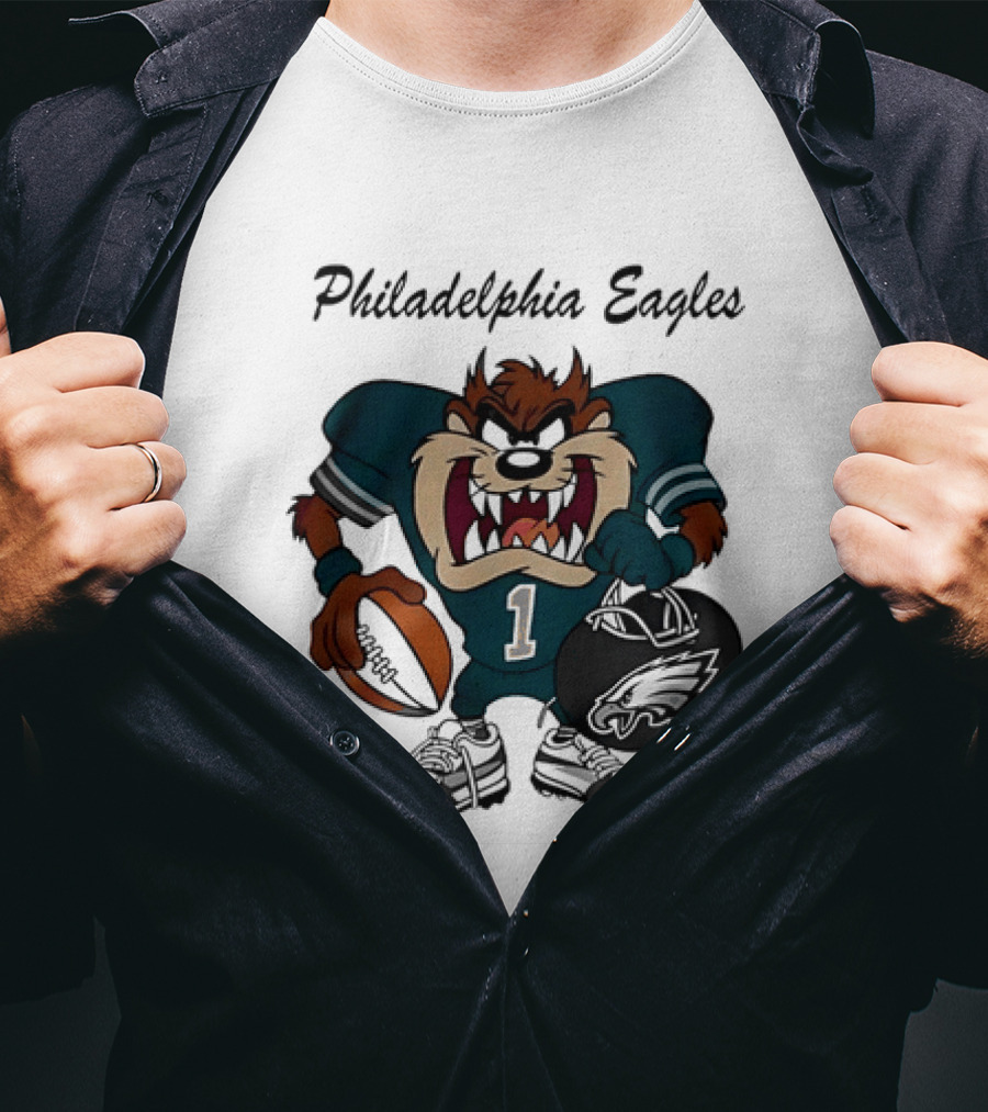 Philadelphia Eagles Taz Tasmanian Devil Football Player Cartoon T-Shirt