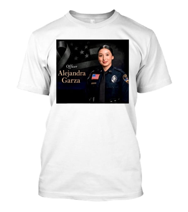 Officer Alejandra Garza Memorial Tribute With Flag And Ribbon T-Shirt