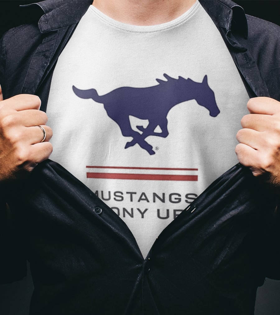 Southern Methodist University Mustangs Pony Up Text And Horse T-Shirt