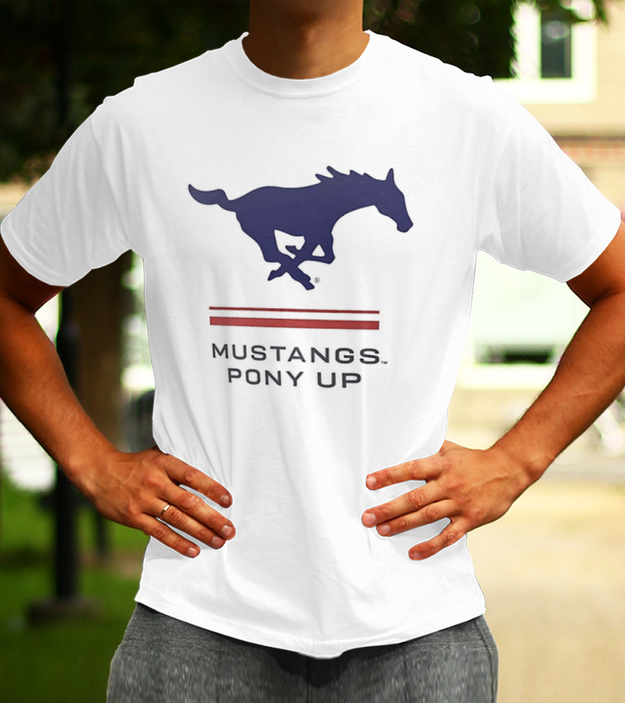 Southern Methodist University Mustangs Pony Up Text And Horse T-Shirt