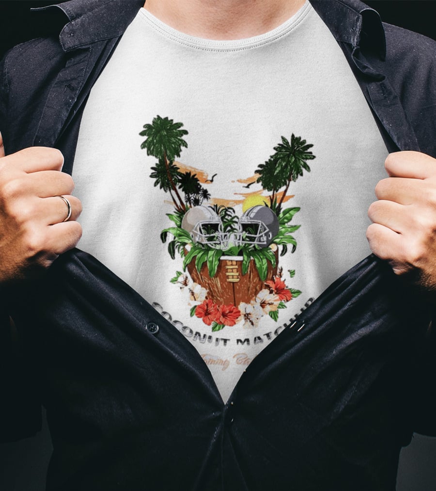 Tommy Bahama Coconut Matchup Football Tropical Palms Helmets Hibiscus T-Shirt