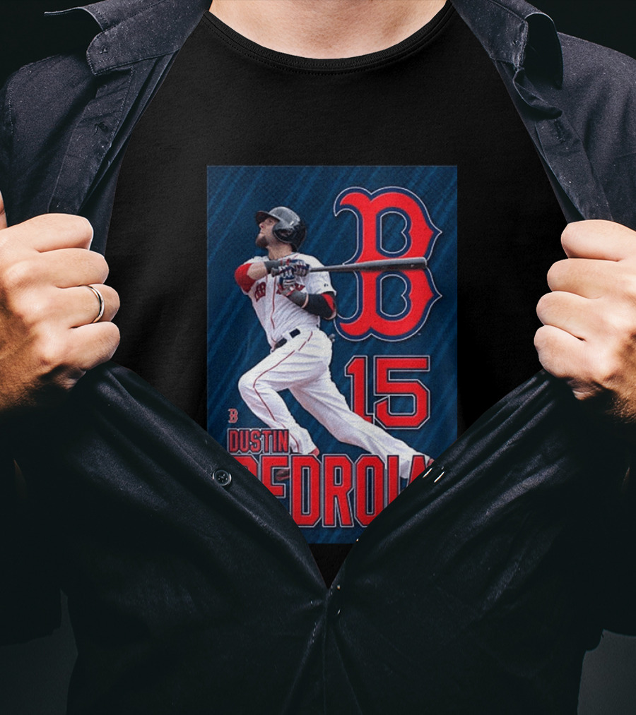 Dustin Pedroia Boston Red Sox 15 MLB Baseball Action T-Shirt