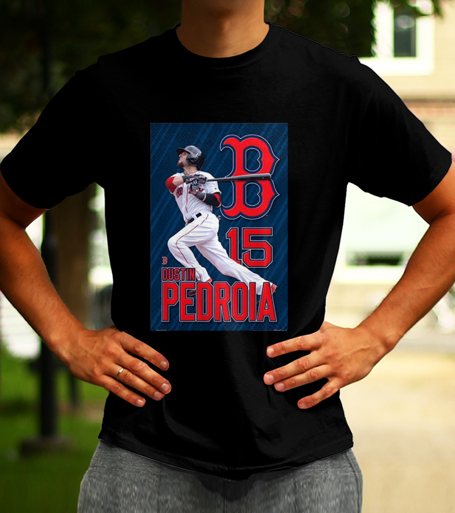 Dustin Pedroia Boston Red Sox 15 MLB Baseball Action T-Shirt