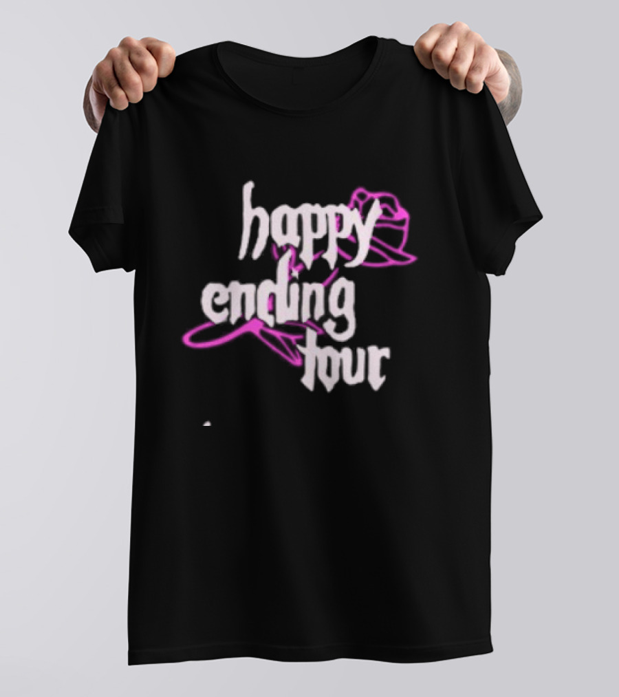 Bailey Rose Spinn Store Happy Ending Tour Trucker Hat Pink And White T-Shirt