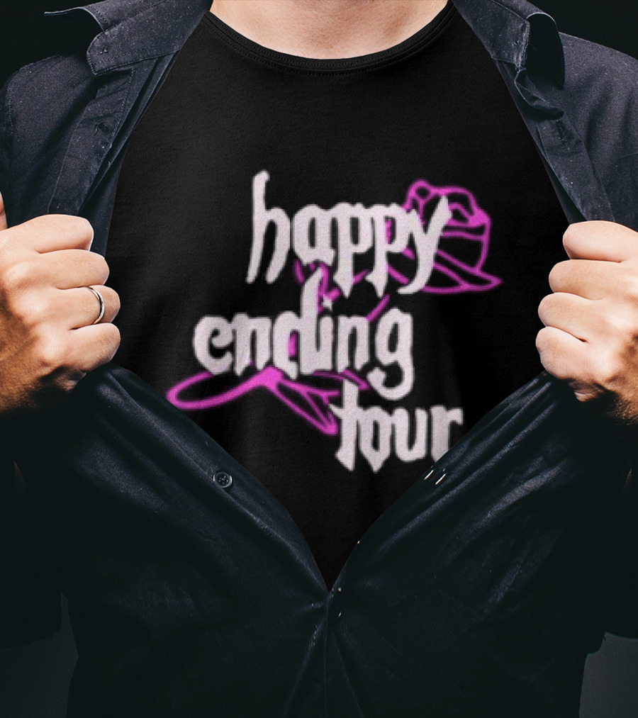 Bailey Rose Spinn Store Happy Ending Tour Trucker Hat Pink And White T-Shirt