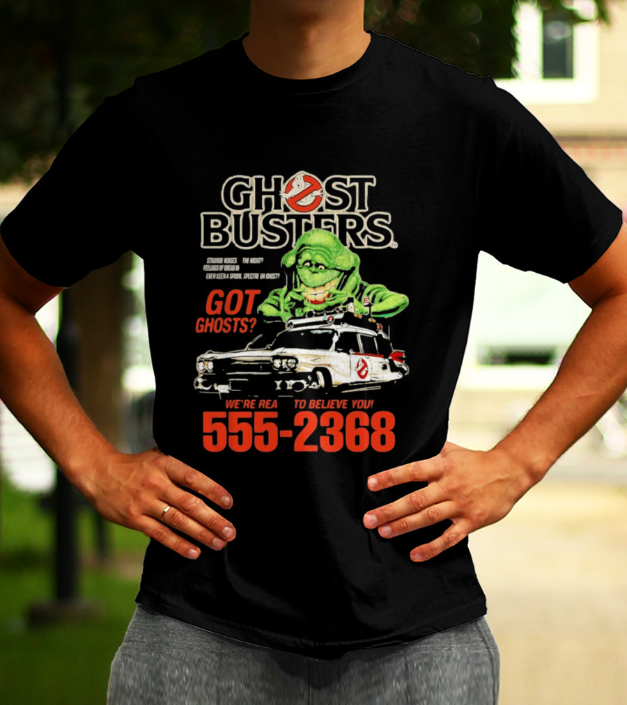 Ghostbusters Got Ghosts Ecto 1 Slimer We're Ready To Believe You 555 2368 T-Shirt
