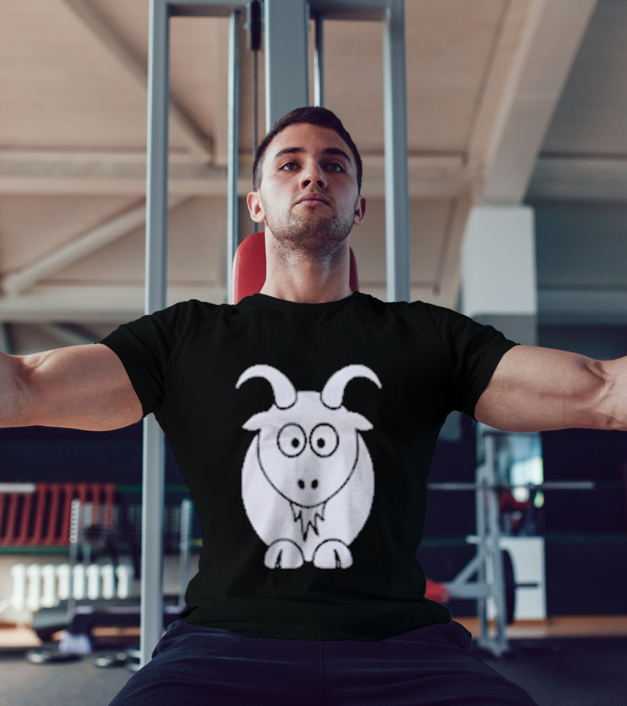Cartoon Goat With Horns Cute Animal T-Shirt