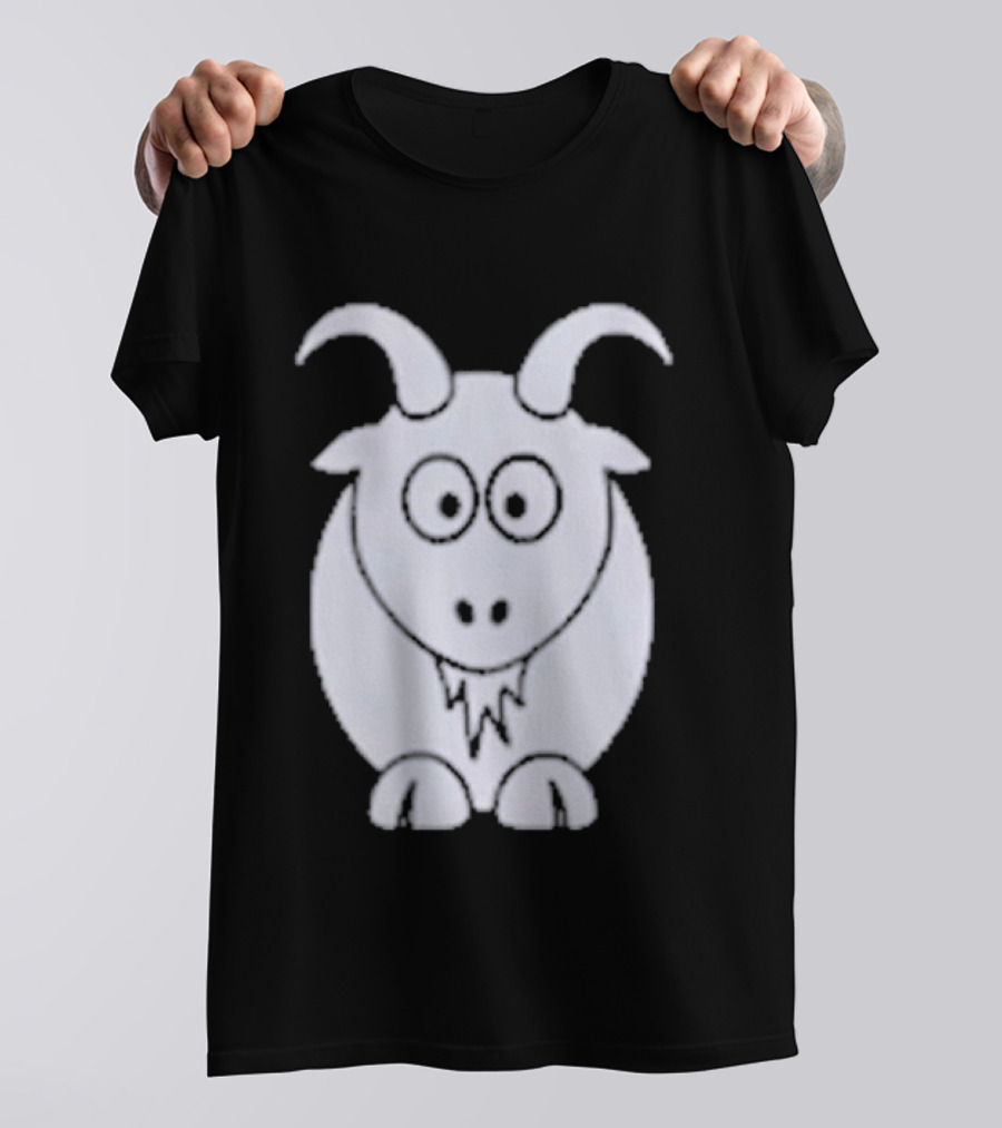 Cartoon Goat With Horns Cute Animal T-Shirt