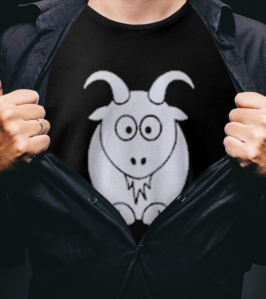 Cartoon Goat With Horns Cute Animal T-Shirt