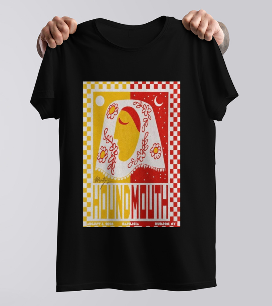 Houndmouth Concert Basilica Hudson NY August 4 2026 Moon Stars Flowers T-Shirt