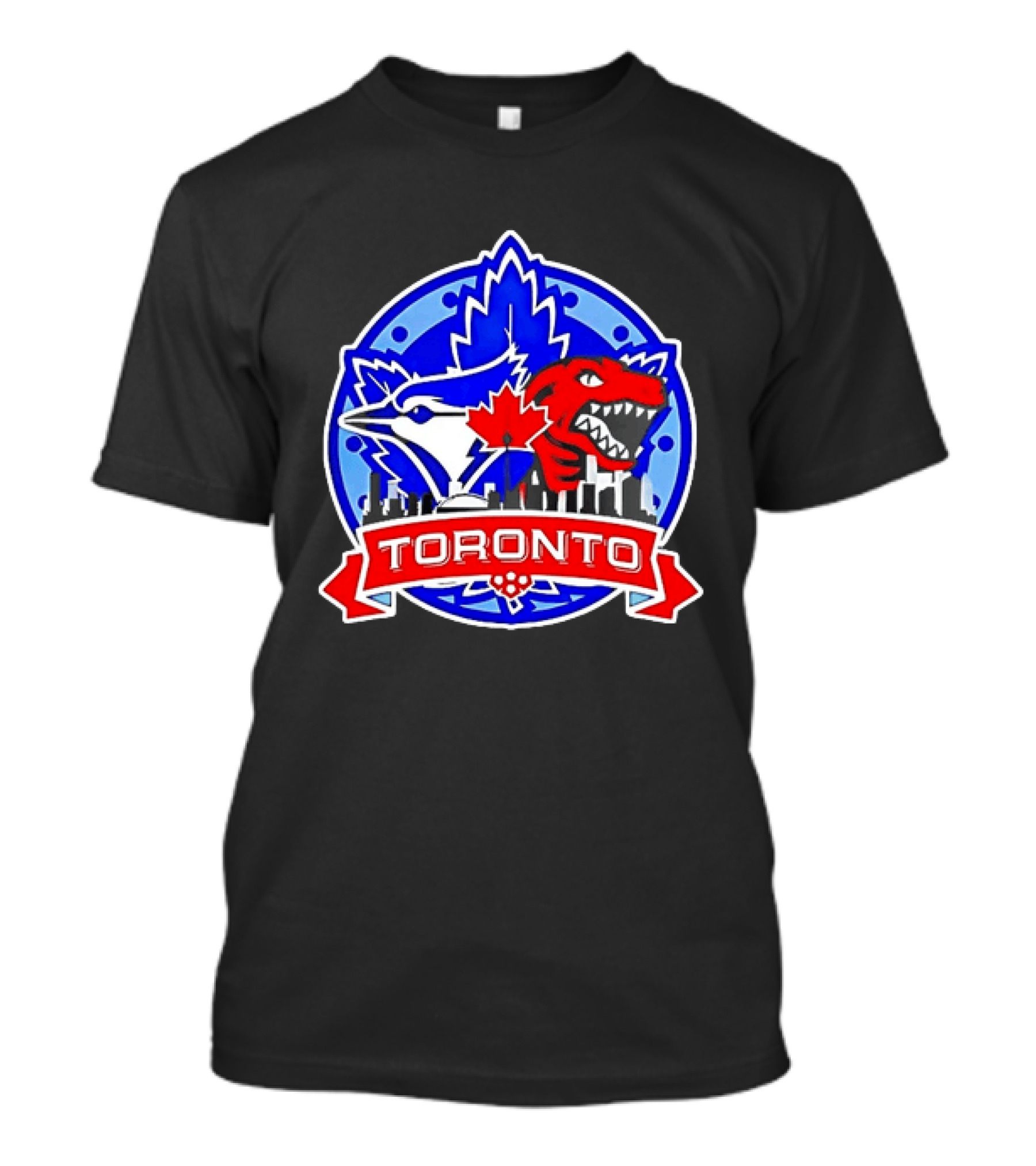 Toronto Raptors Blue Jays City Skyline Canada Leaf T-Shirt