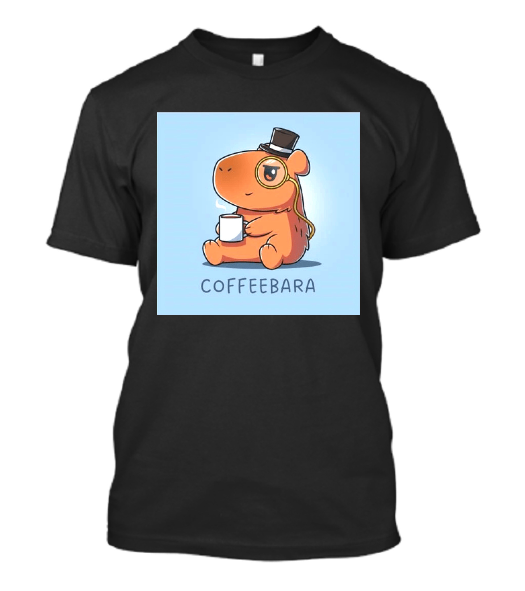COFFEEBARA Cute Capybara Drinking Coffee With Top Hat And Monocle T-Shirt