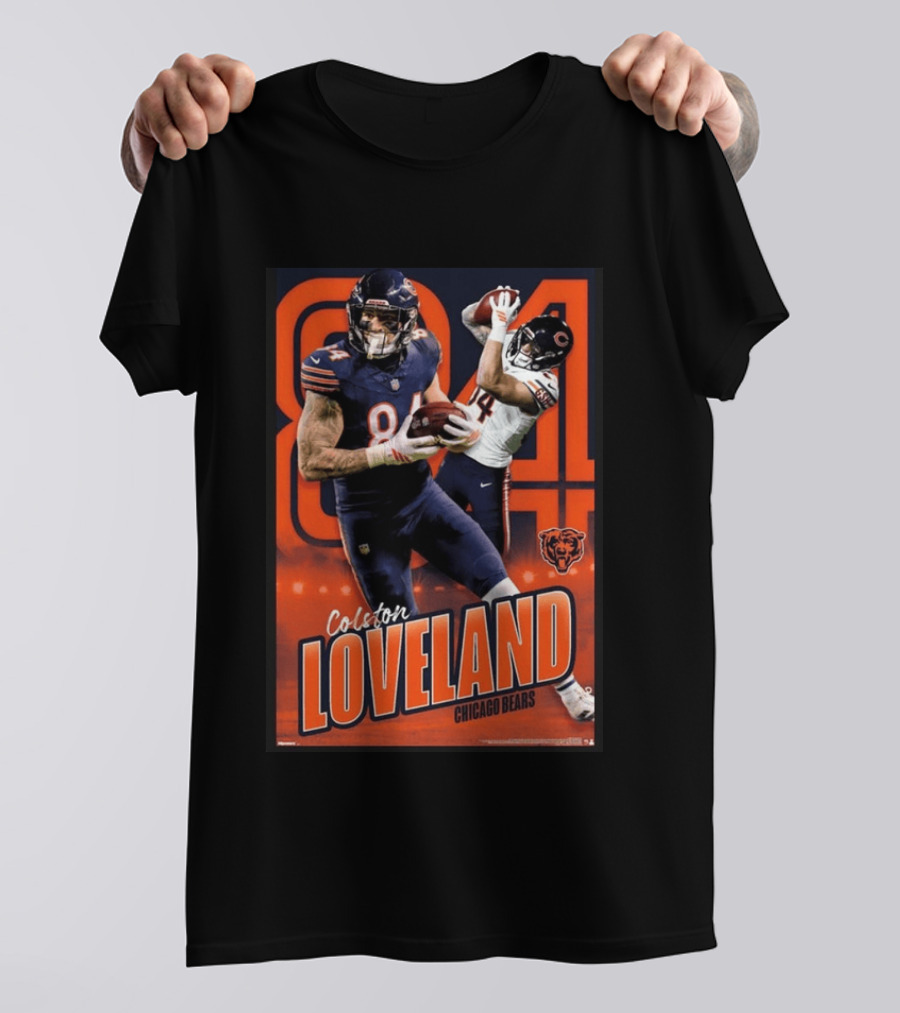 Colston Loveland 84 Chicago Bears Football Action T-Shirt