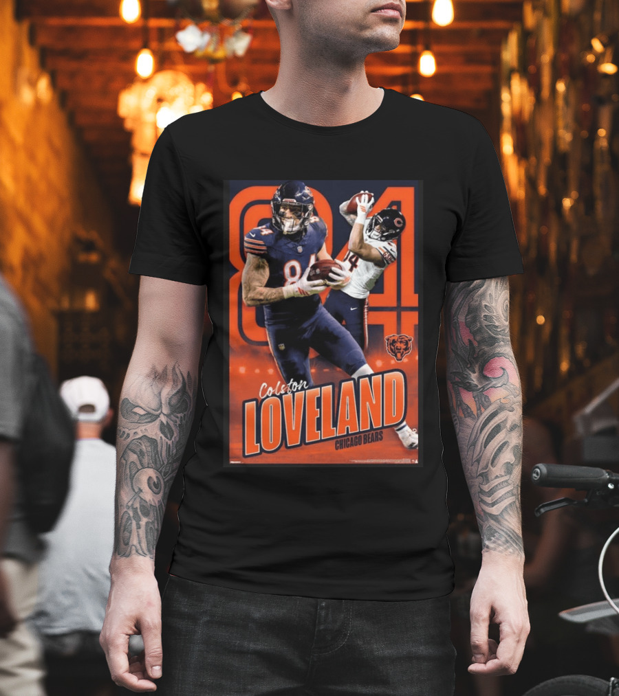 Colston Loveland 84 Chicago Bears Football Action T-Shirt