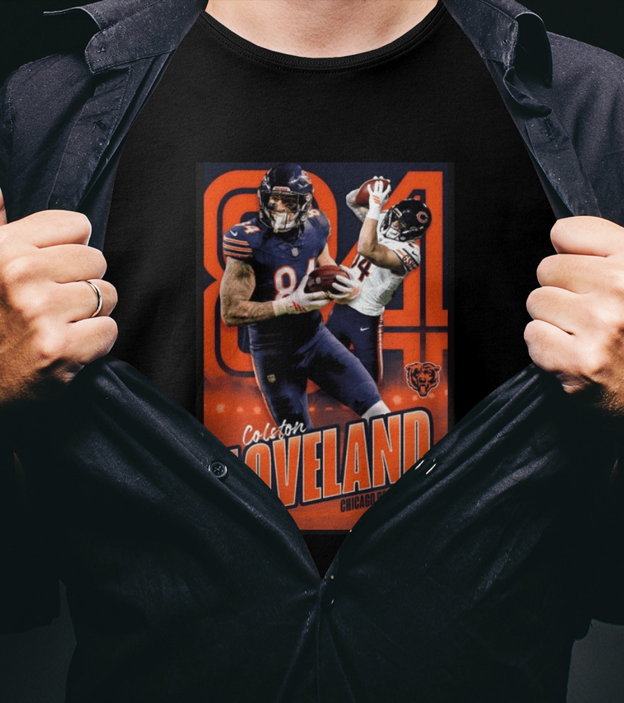 Colston Loveland 84 Chicago Bears Football Action T-Shirt