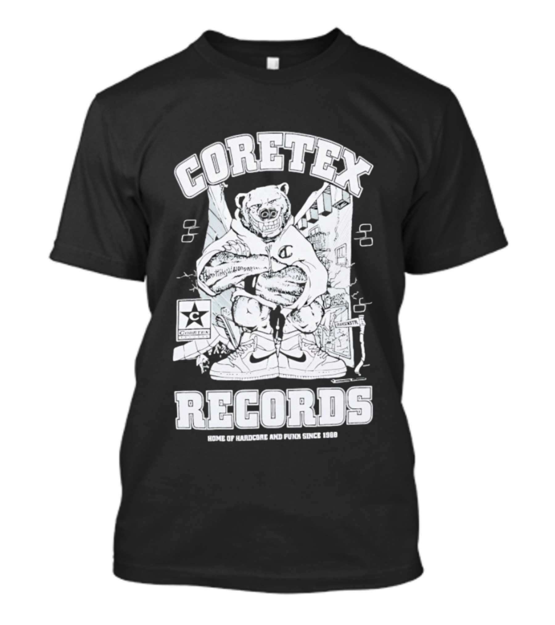 Coretex Records Home Of Hardcore And Punk Bear Illustration Since 1988 T-Shirt