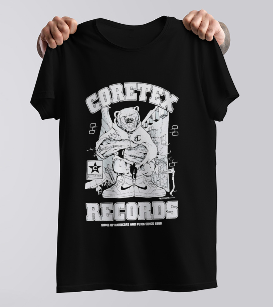 Coretex Records Home Of Hardcore And Punk Bear Illustration Since 1988 T-Shirt