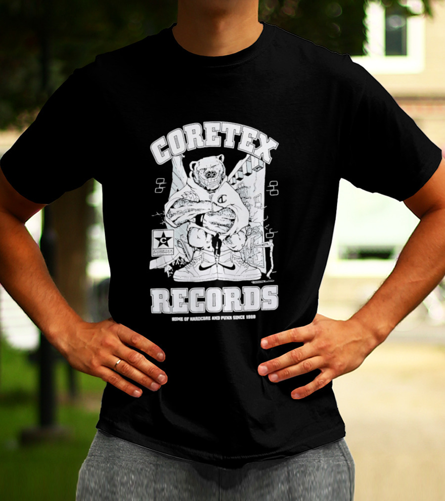 Coretex Records Home Of Hardcore And Punk Bear Illustration Since 1988 T-Shirt