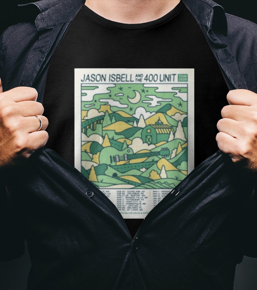 Jason Isbell And The 400 Unit Tour 2026 January 23 24 Seattle Wa Jan 26 Sacramento Ca Nostalgic 2026 Countryside Landscape T-Shirt