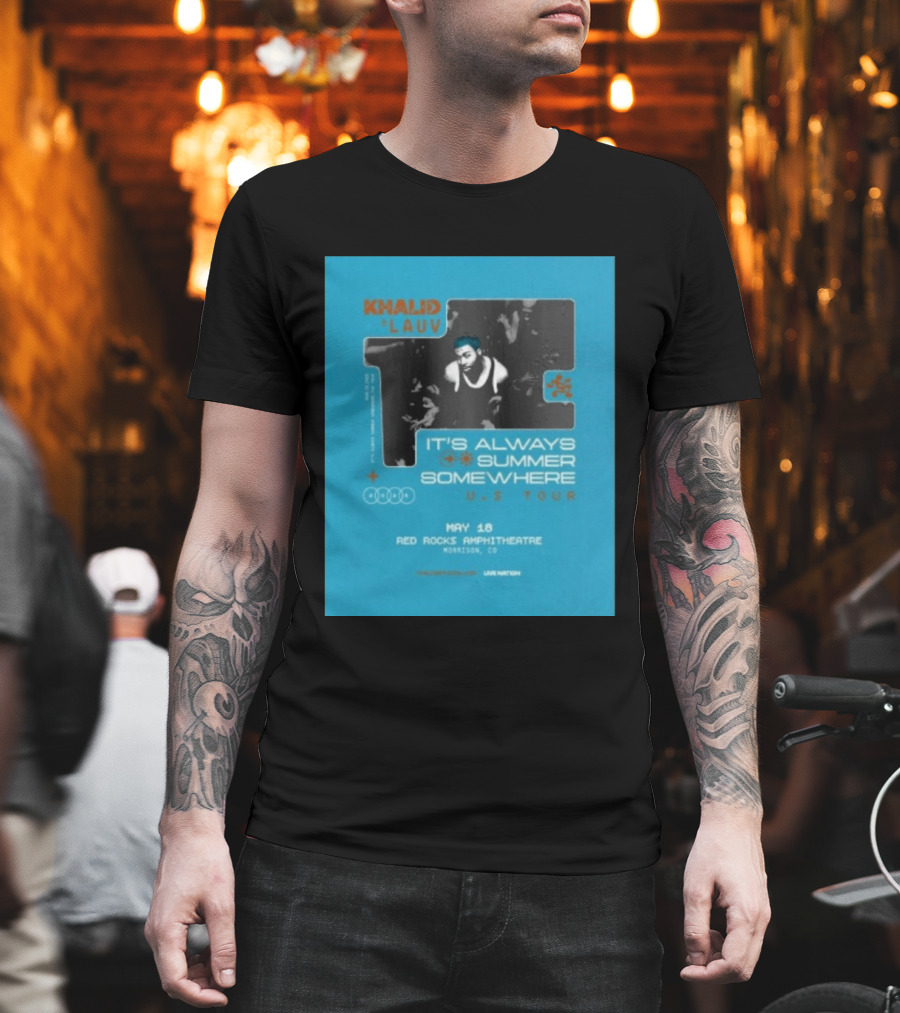 Khalid Lauv It's Always Summer Somewhere US Tour 2026 May 18 Red Rocks Amphitheatre Morrison CO Live Nation T-Shirt