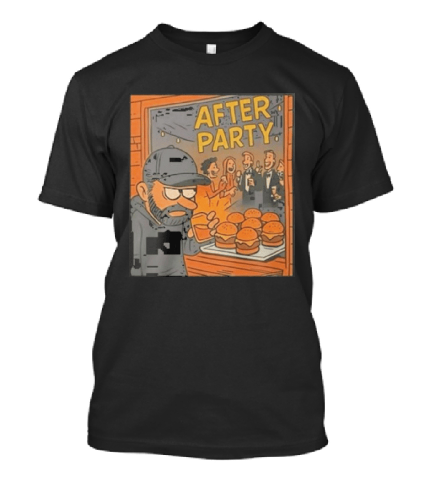 After Party Burger Cartoon With Drink In Hand T-Shirt