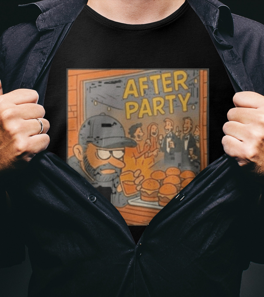 After Party Burger Cartoon With Drink In Hand T-Shirt