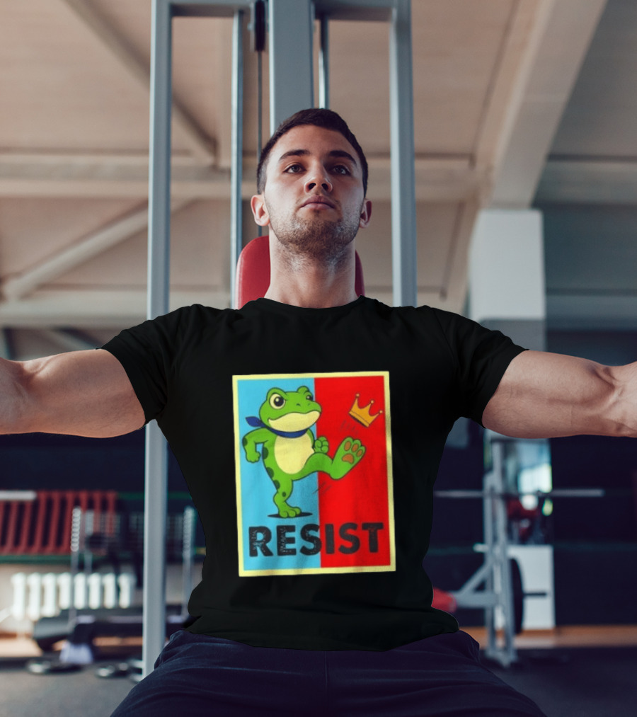 Resist Frog Kicking Crown Icon No Kings T-Shirt