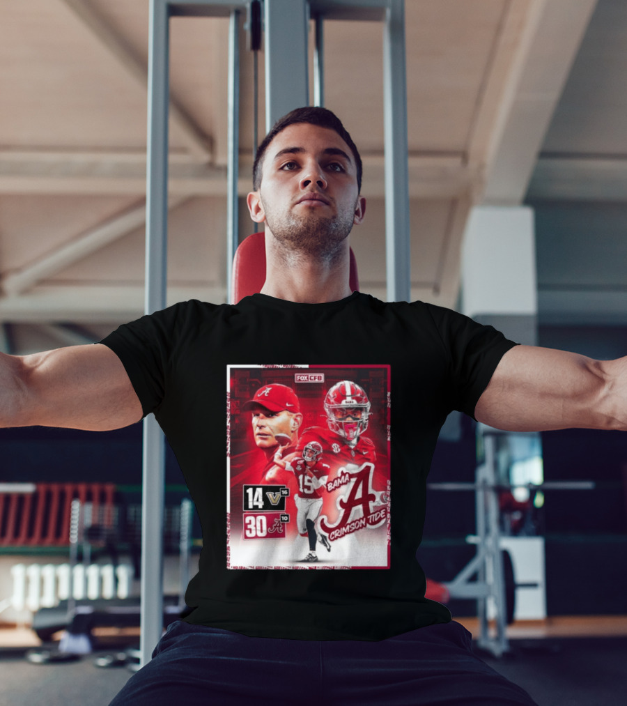 Crimson Tide Triumph Over Vanderbilt 30 14 Featuring Head Coach Kalen DeBoer And Jalen Milroe T-Shirt