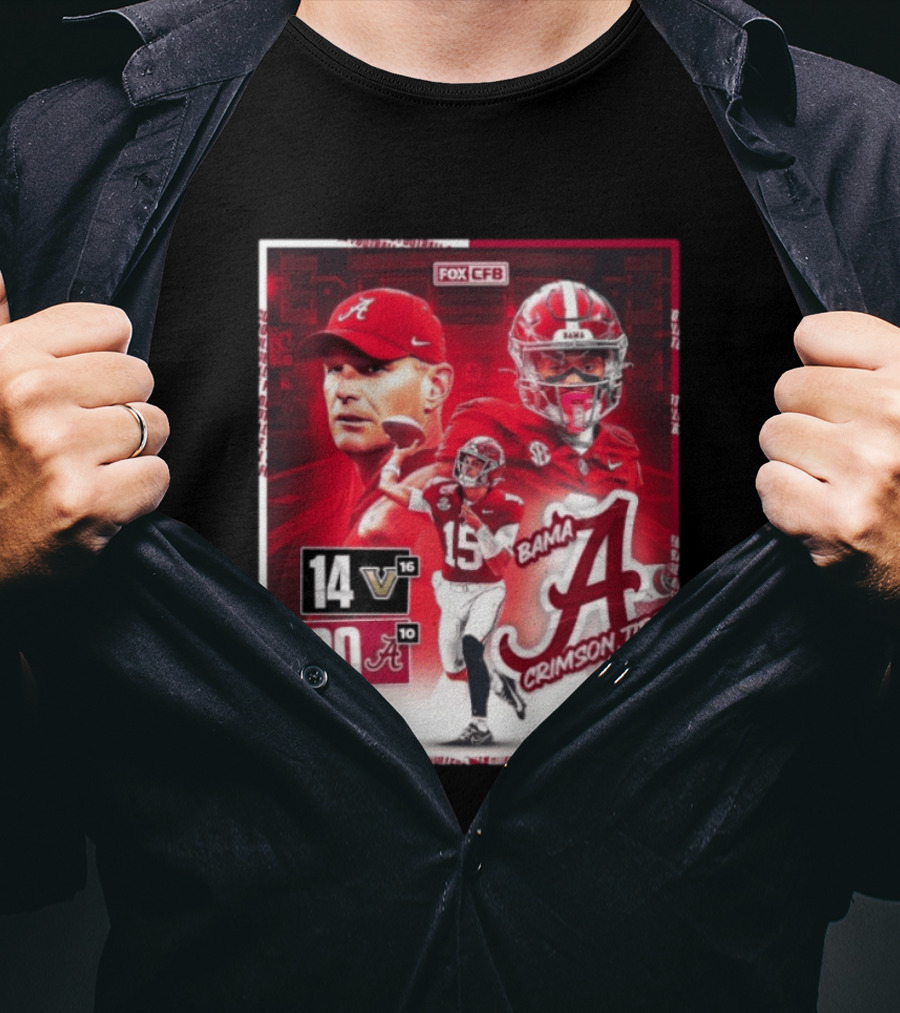 Crimson Tide Triumph Over Vanderbilt 30 14 Featuring Head Coach Kalen DeBoer And Jalen Milroe T-Shirt