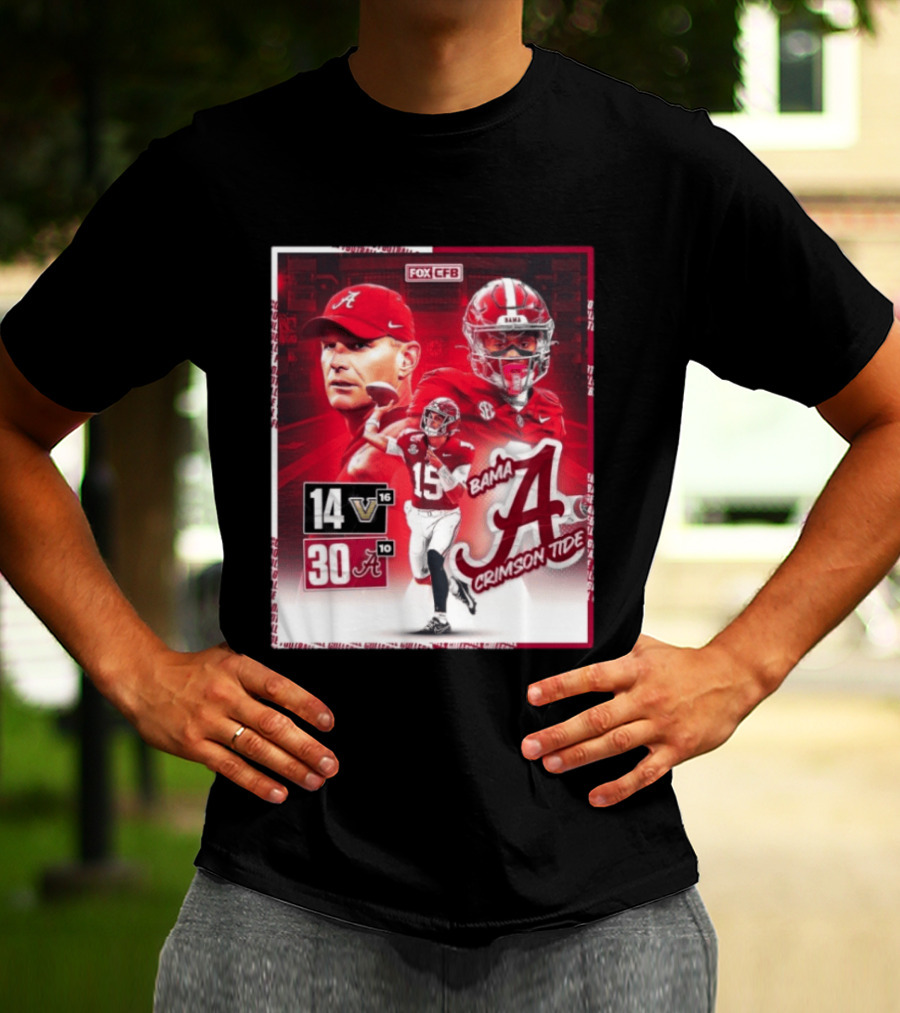 Crimson Tide Triumph Over Vanderbilt 30 14 Featuring Head Coach Kalen DeBoer And Jalen Milroe T-Shirt