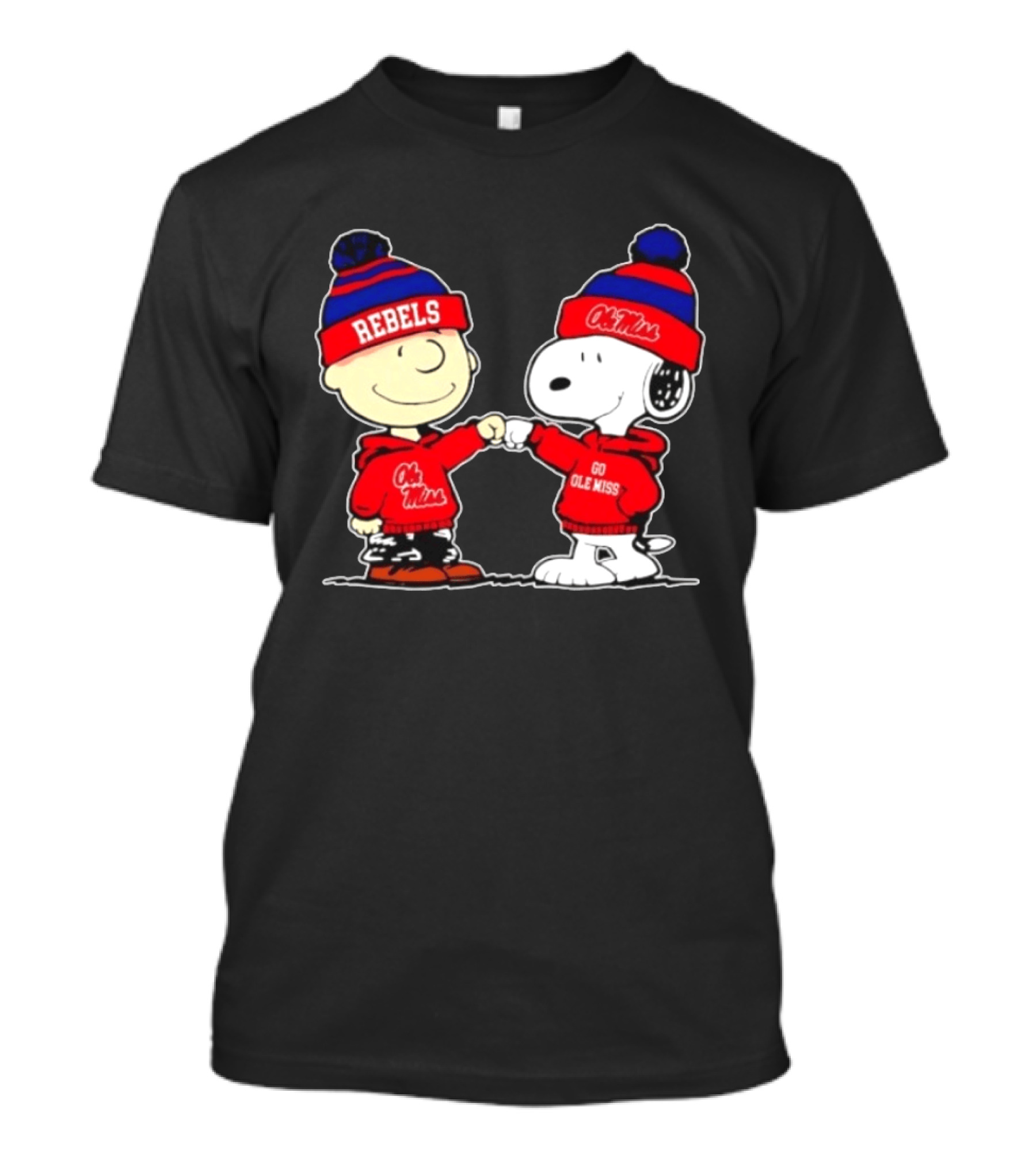 Ole Miss Rebels Snoopy Charlie Brown Fist Bump Go Ole Miss T-Shirt