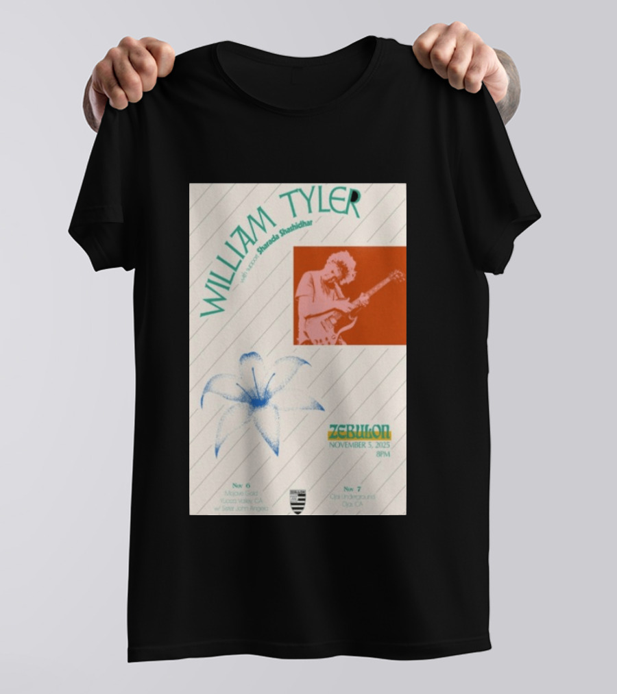 William Tyler Shazhad Shashidhar Zebulon California Concert November 5 6 7 2025 Mohave Gold Ojai Underground T-Shirt
