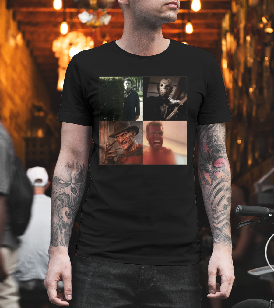 Perez Hilton Icons Horror Movie Legends Freddy Jason Michael Myers T-Shirt