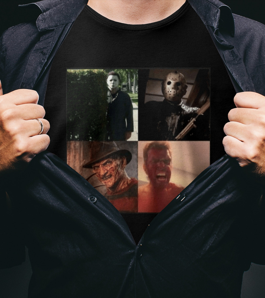 Perez Hilton Icons Horror Movie Legends Freddy Jason Michael Myers T-Shirt