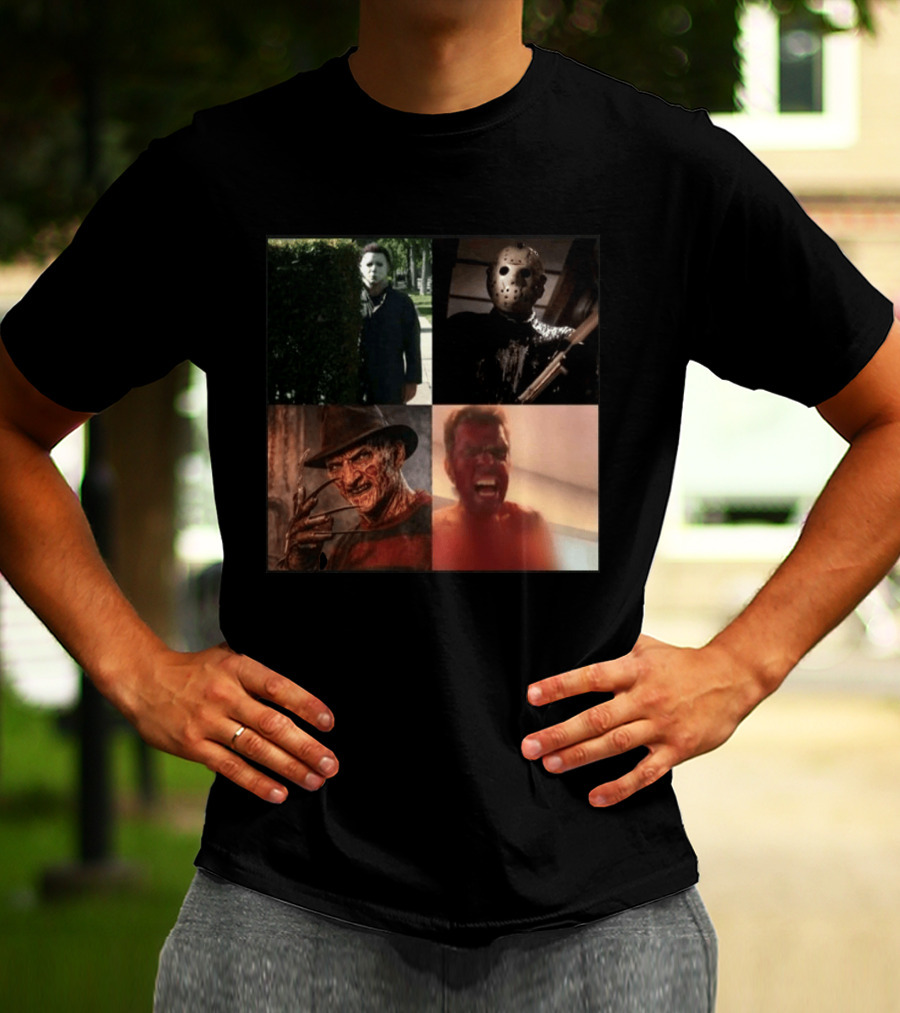 Perez Hilton Icons Horror Movie Legends Freddy Jason Michael Myers T-Shirt