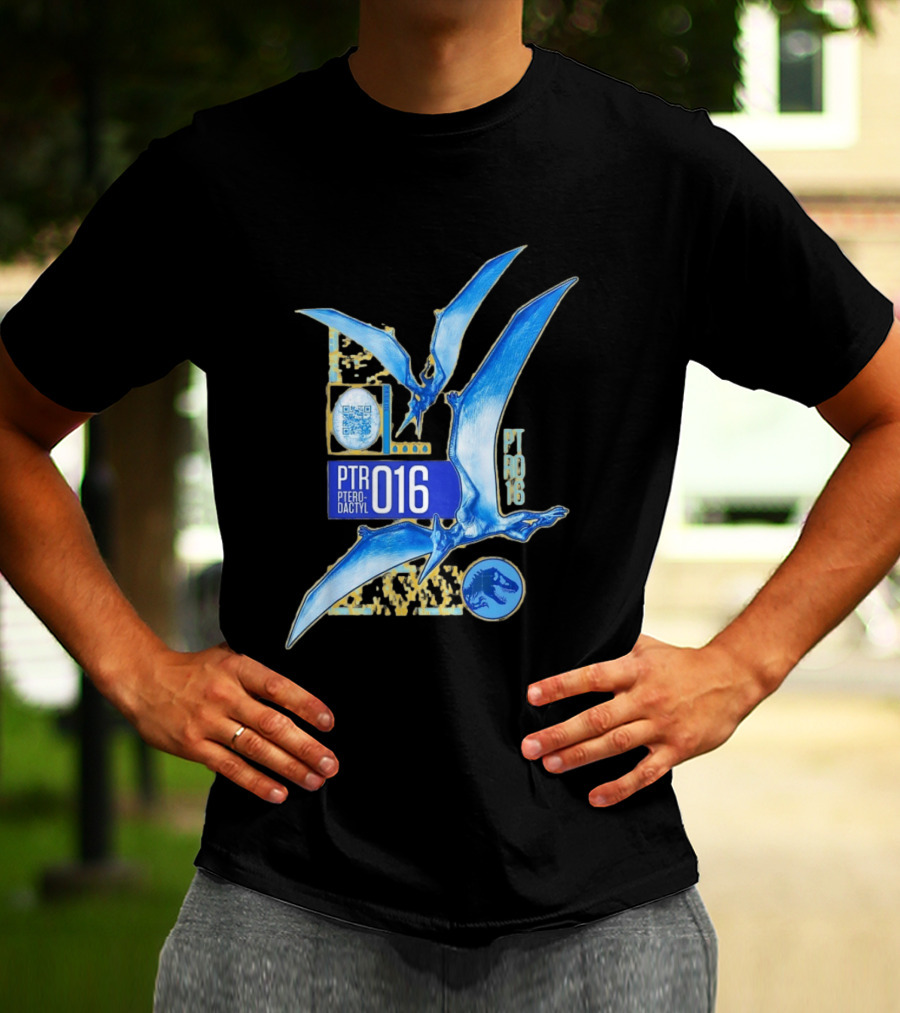 PTR 016 Pterodactyl Dinosaur Prehistoric QR Code Rex T-Shirt
