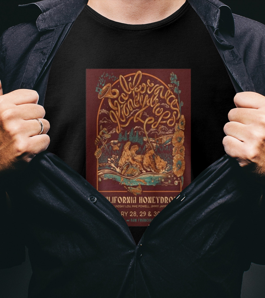 The California Honeydrops Live At The Fillmore San Francisco January 28 30 2027 With Lindsay Lou Mae Powell Jimmy James T-Shirt