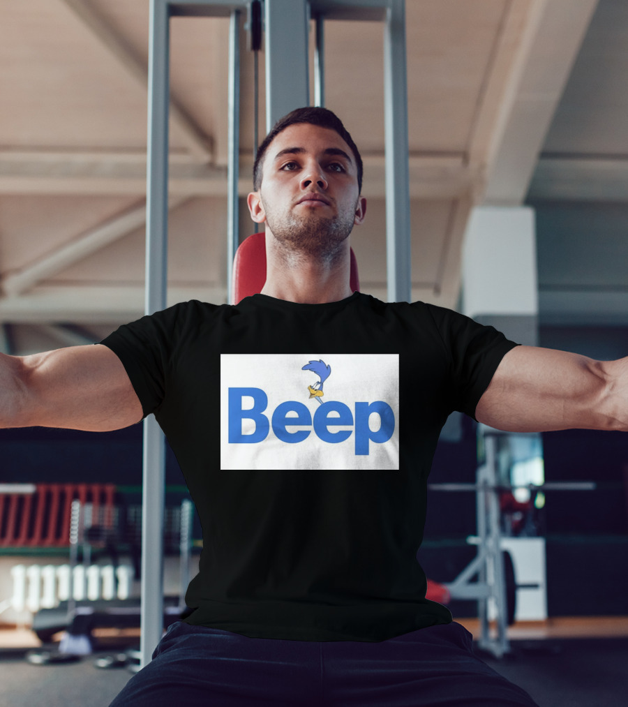 Looney Tunes Road Runner Beep Text Featuring Iconic Cartoon T-Shirt