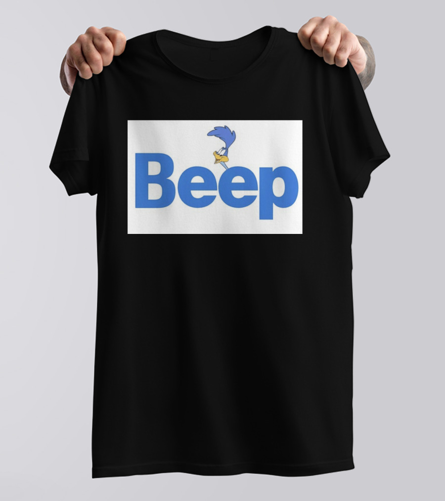 Looney Tunes Road Runner Beep Text Featuring Iconic Cartoon T-Shirt