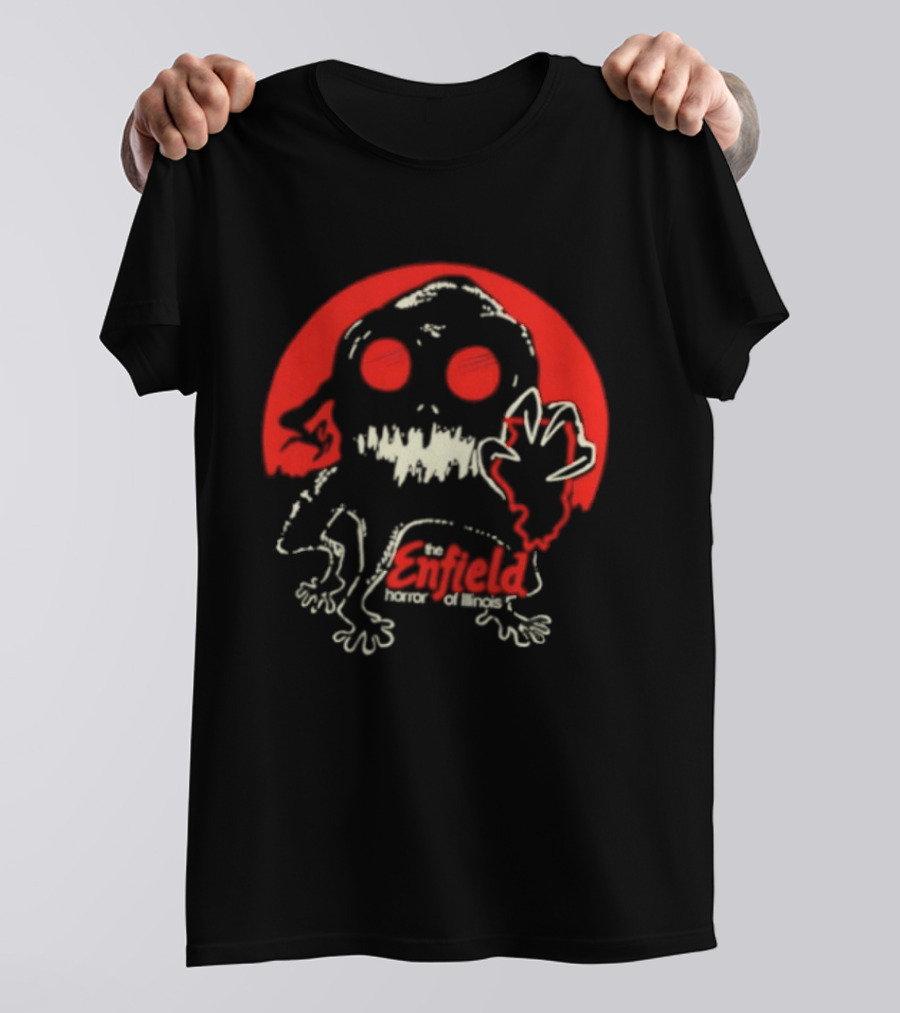 Enfield Horror Cryptid Creature Illustration With Red Circle T-Shirt
