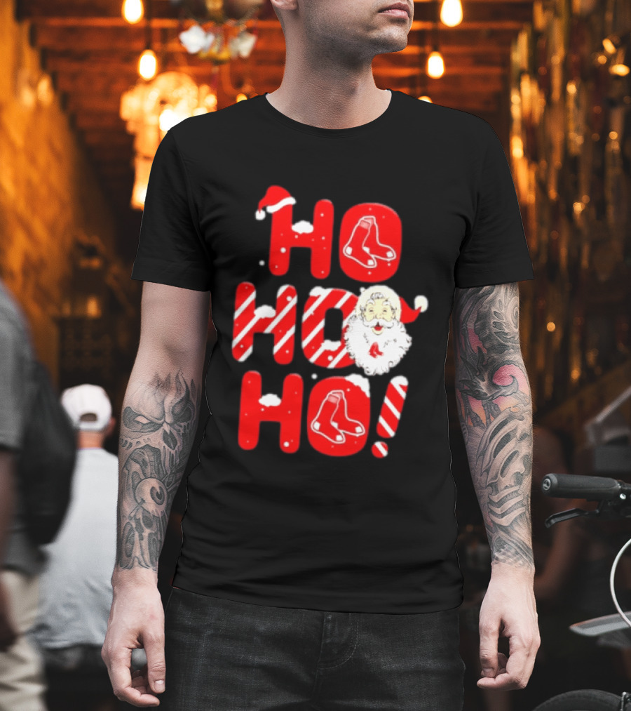 Boston Red Sox Santa Claus Ho Ho Ho Merry Christmas T-Shirt