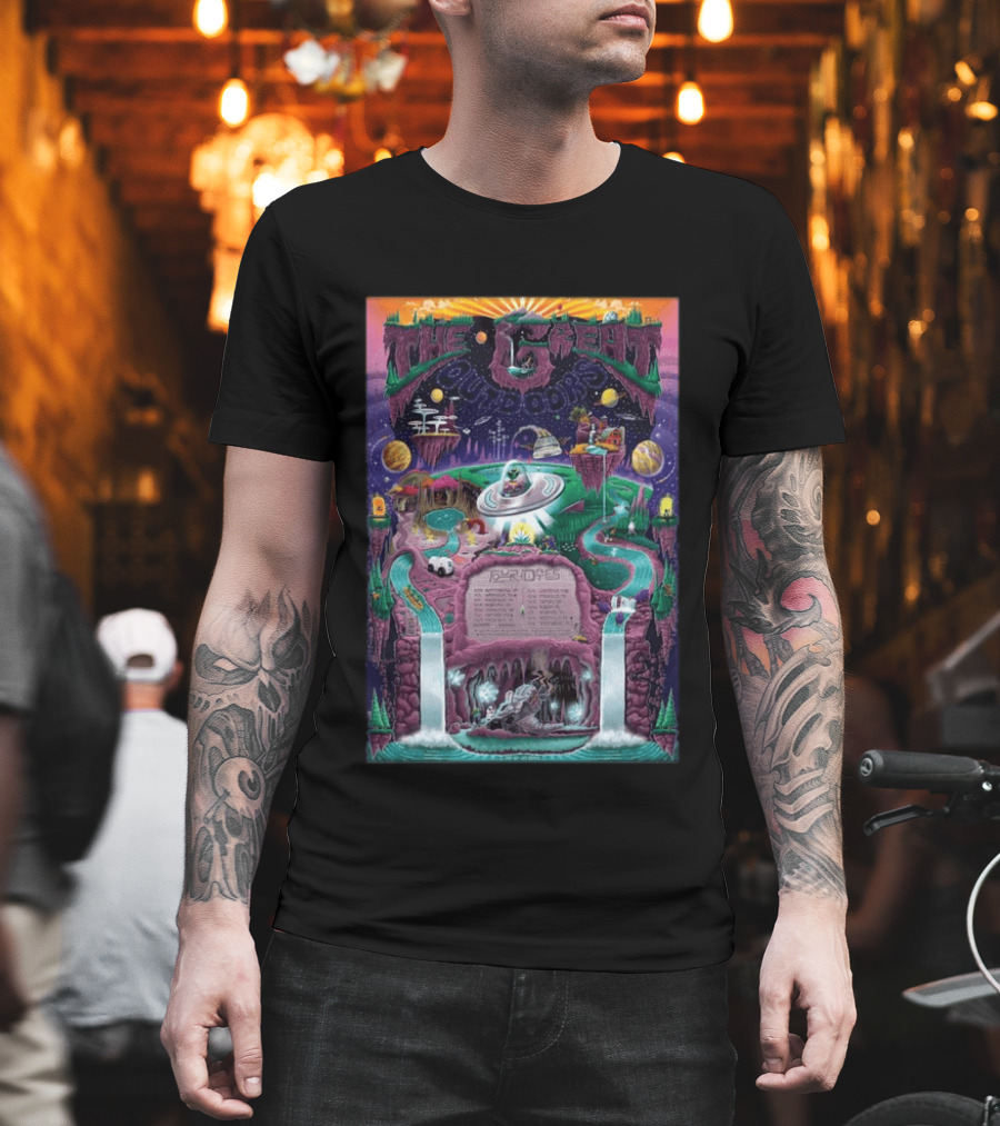 The Great Outdoors Fall Tour 2026 Cosmic Adventure Spaceships Waterfalls Planets T-Shirt