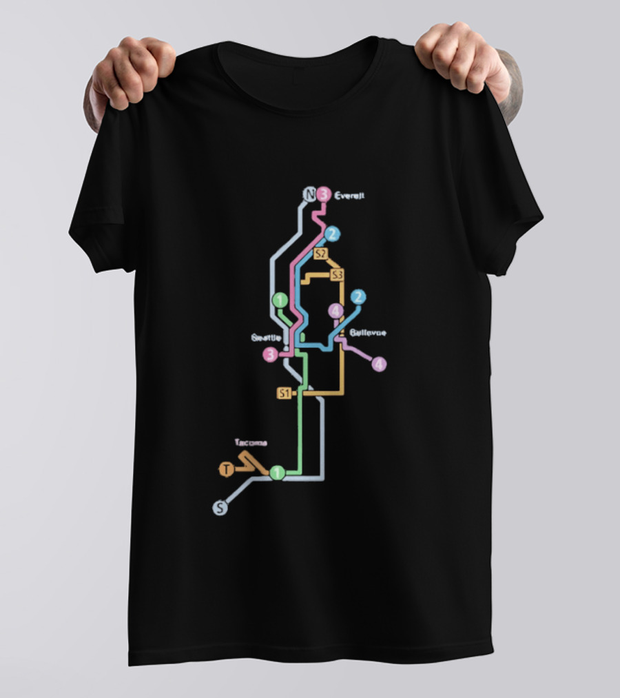 Seattle Tacoma Everett Bellevue Transit Map S1 S2 S3 Route Lines T-Shirt